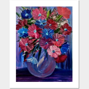 Beautiful abstract flowers bright colors Posters and Art